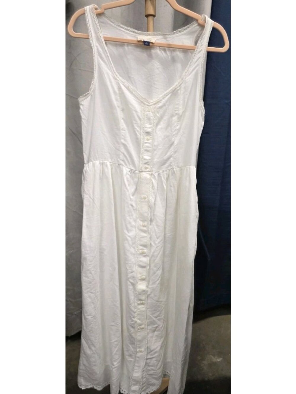 Universal Thread White Button Front Midi Dress XL Cotton Lace Trim Boho.WL299 - Picture 2 of 6